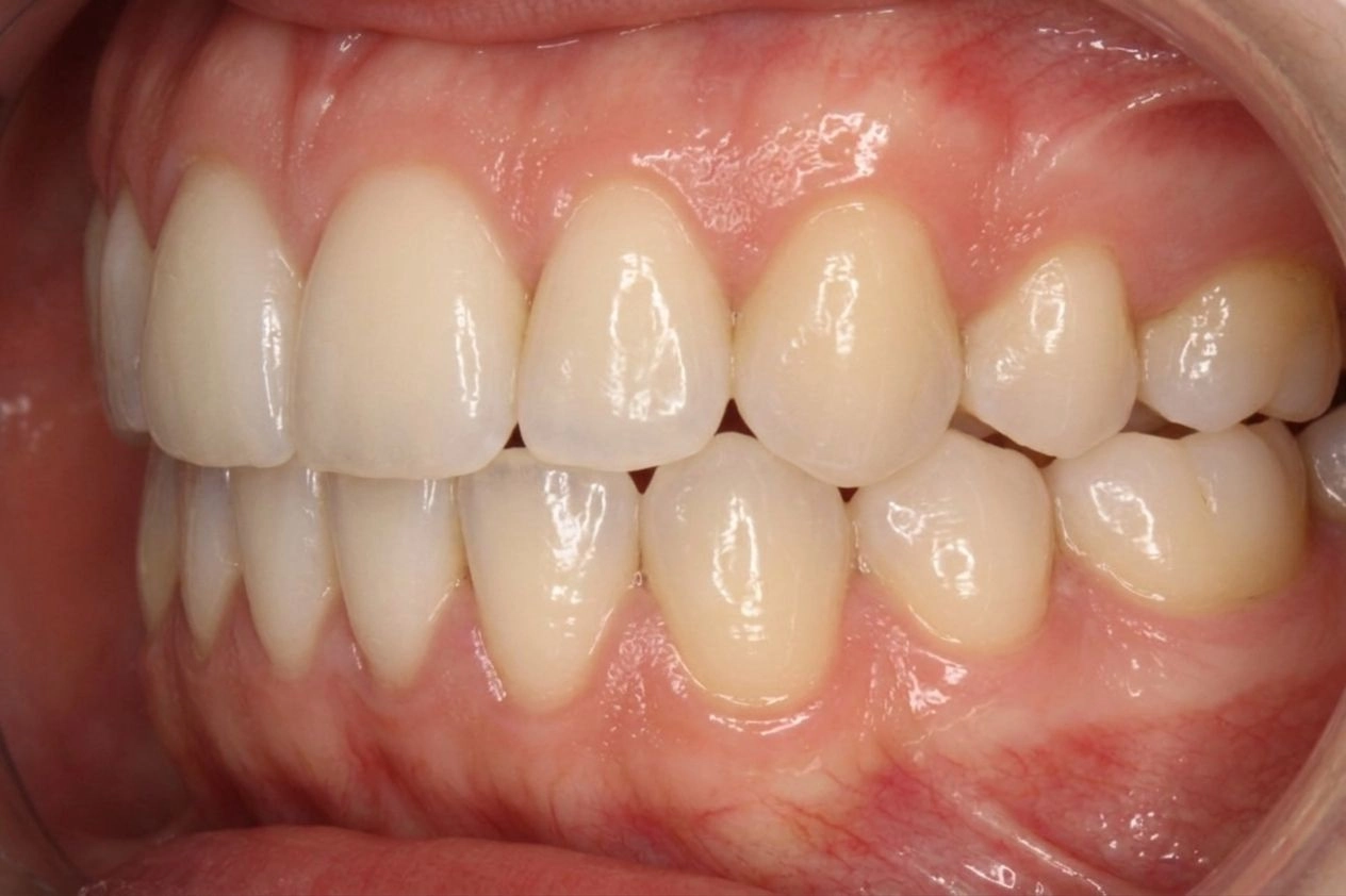 After TADs-assisted orthodontic treatment for an open bite and Class II bite concerns.